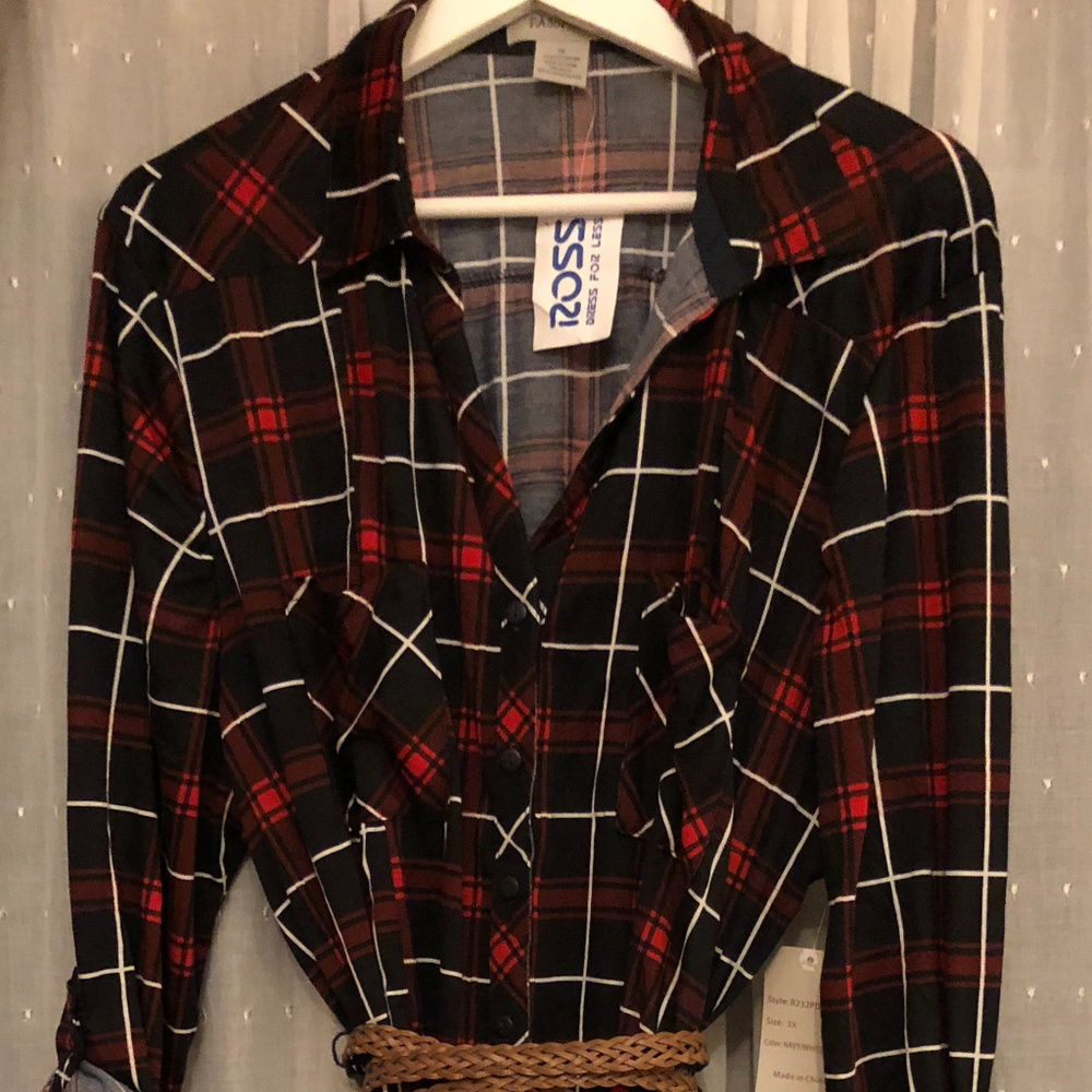 Passport shirt dress with braided belt 3XL NWT